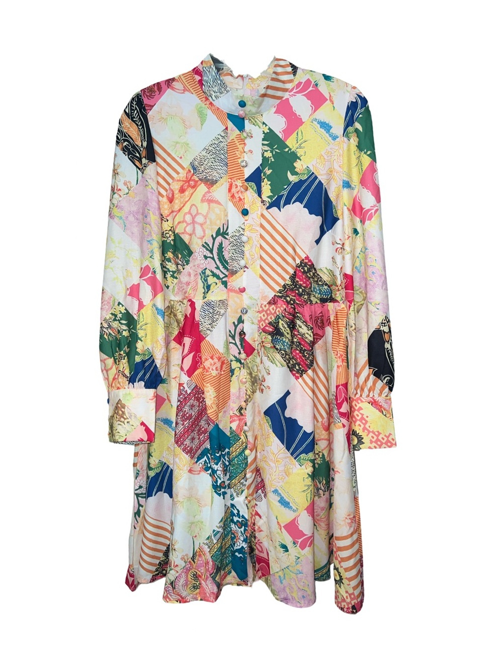 Pink Ripple Dress Artsy Vibrant Boho Size Small New